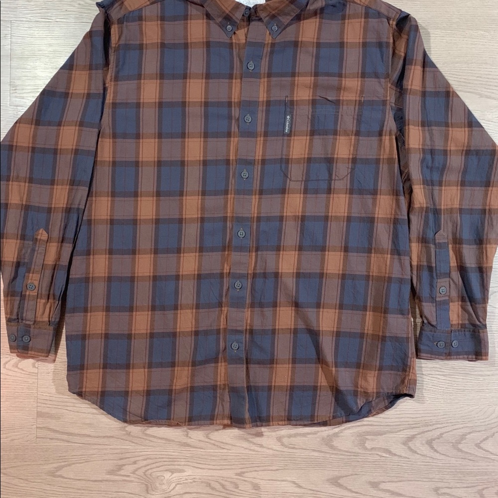 Columbia Long Sleeve Oxford - Orange/Blue - Picture 3 of 3